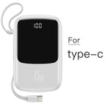 Power Bank & Wall Charger 10000mAh Built-In Cables