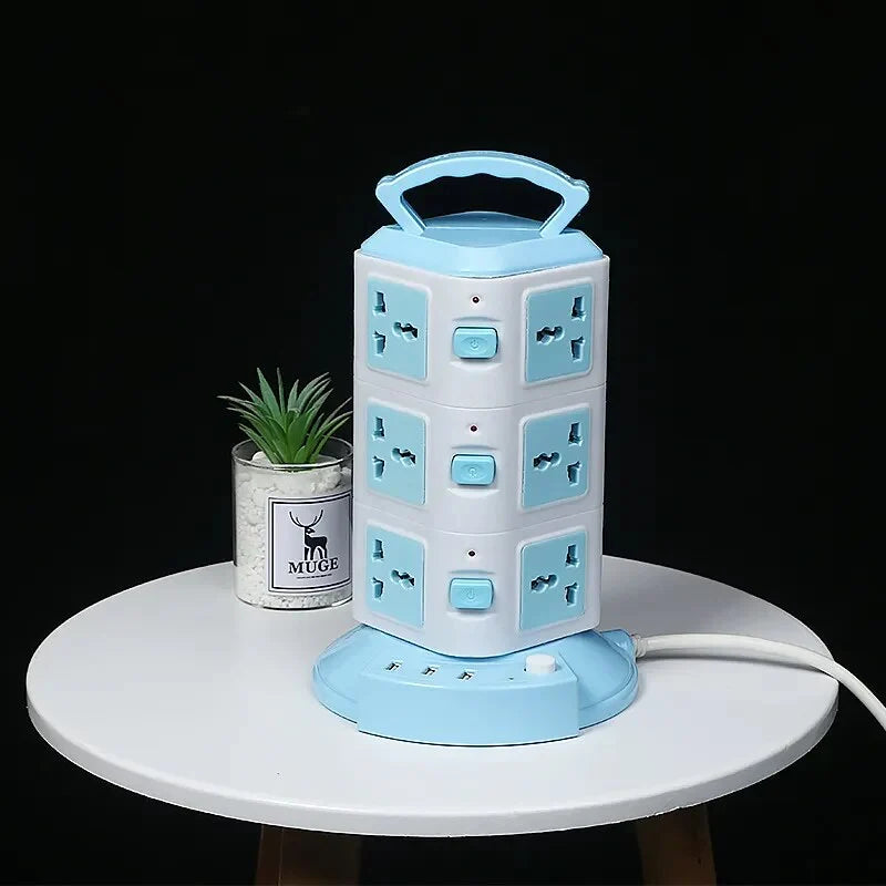 Power Strip Tower Space-Saving USB Ports & Surge Protection