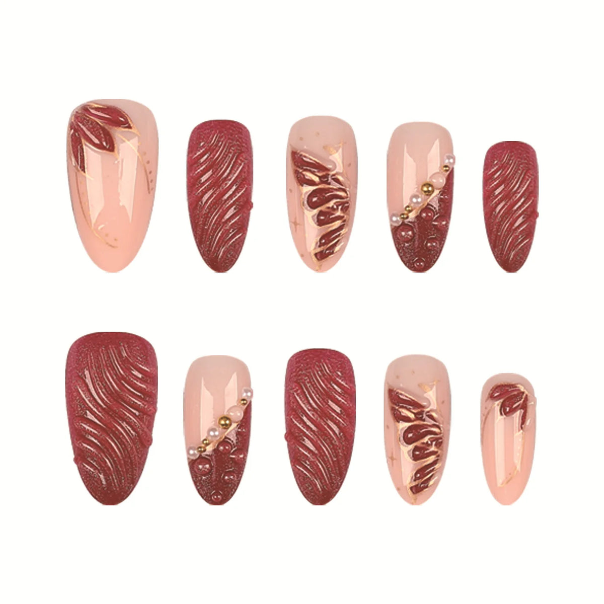 Press-On Nail Art Set Artistic Designs & Long-Lasting Adhesive