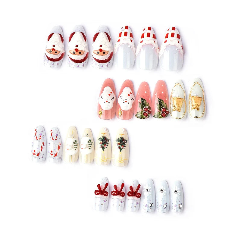 Press-On Nail Set 10 Festive Designs Easy Application