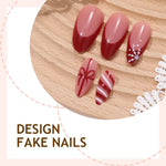 Press-On Nail Set 24 Pack Bows & Glitter