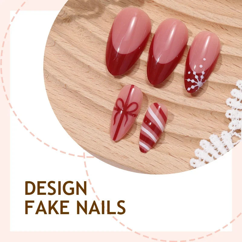 Press-On Nail Set 24 Pack Bows & Glitter
