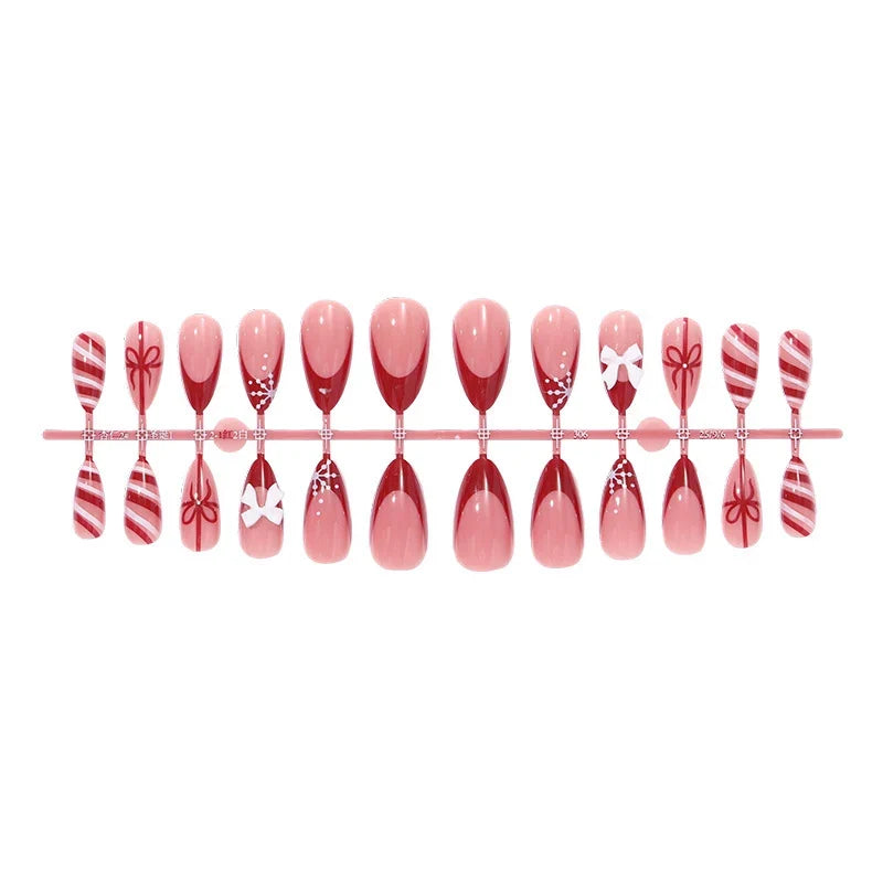 Press-On Nail Set 24 Pack Bows & Glitter