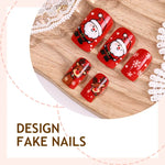 Press-On Nail Set Christmas Designs Adhesive Included