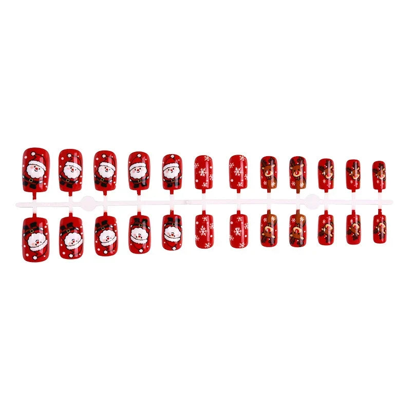 Press-On Nail Set Christmas Designs Adhesive Included