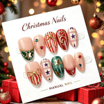 Press-On Nail Set Christmas Designs Reusable Multiple Sizes