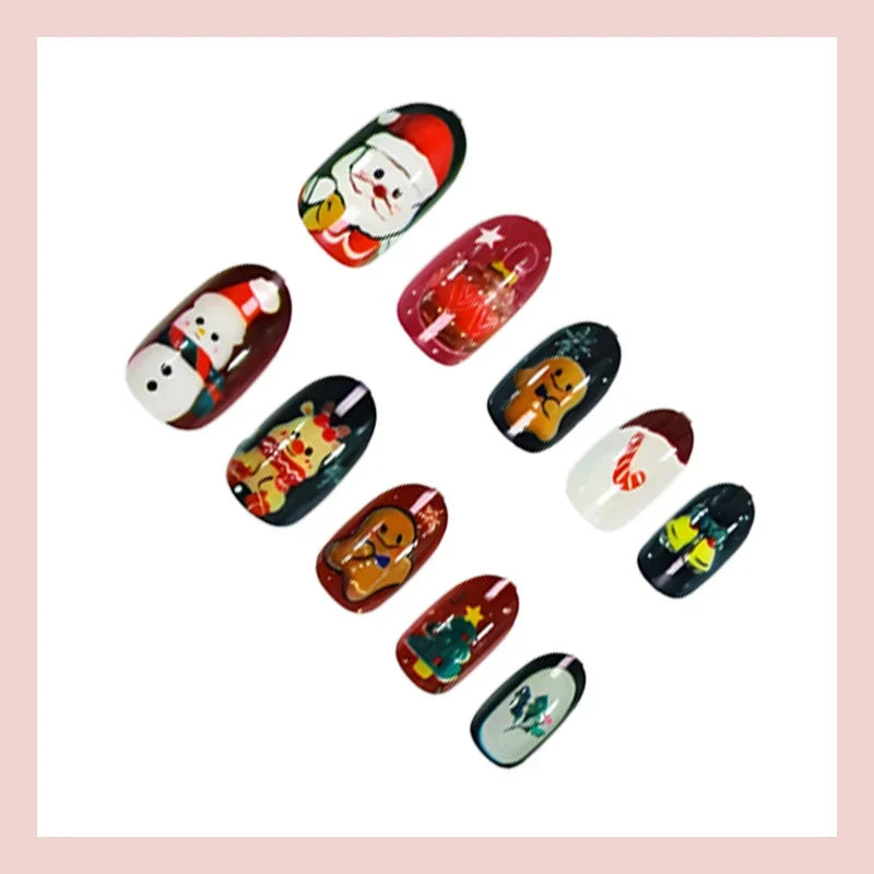 Press-On Nail Set Christmas Designs Reusable & Non-Toxic
