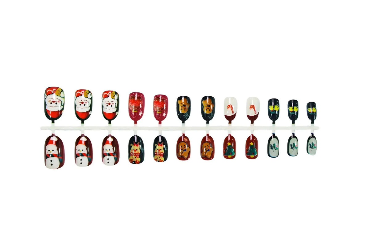 Press-On Nail Set Christmas Designs Reusable & Non-Toxic