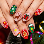Press-On Nail Set Christmas Motifs Easy DIY Set of 24