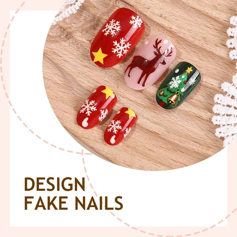 Press-On Nail Set Christmas Motifs Easy DIY Set of 24