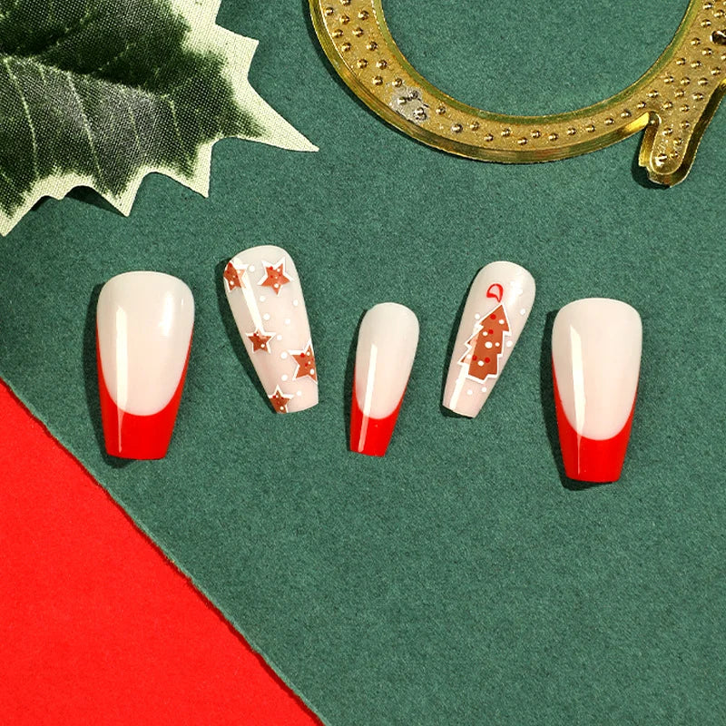 Press-On Nail Set Christmas Motifs Long-Lasting & Easy Application
