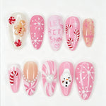 Press-On Nail Set Festive Christmas Designs Damage-Free