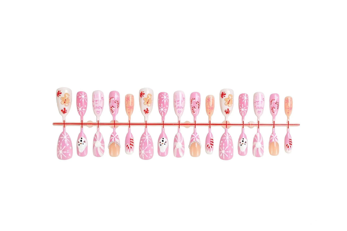 Press-On Nail Set Festive Christmas Designs Damage-Free