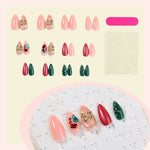 Press-On Nail Set Festive Designs Adhesive Sheets 24 Pieces