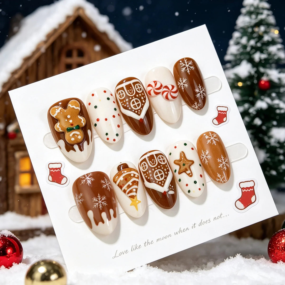 Press-On Nail Set Festive Designs & Application Kit
