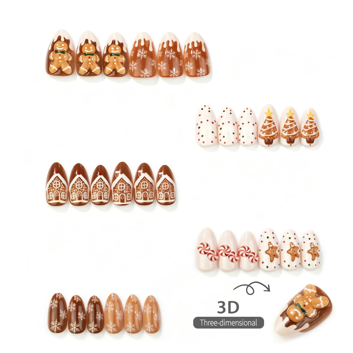 Press-On Nail Set Festive Designs & Application Kit