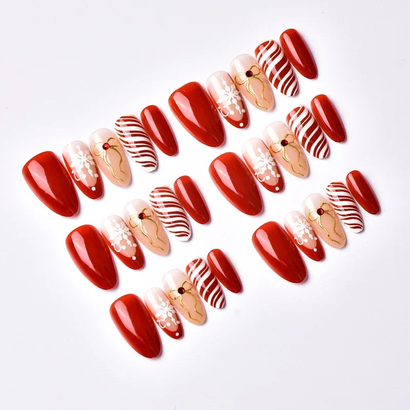 Press-On Nail Set Festive Designs Comfortable Fit