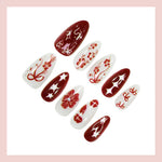 Press-On Nail Set Festive Designs Easy Application & Removal