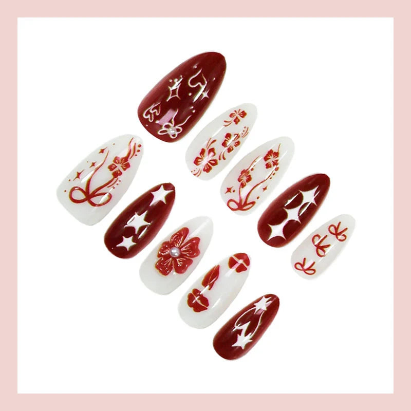 Press-On Nail Set Festive Designs Easy Application & Removal