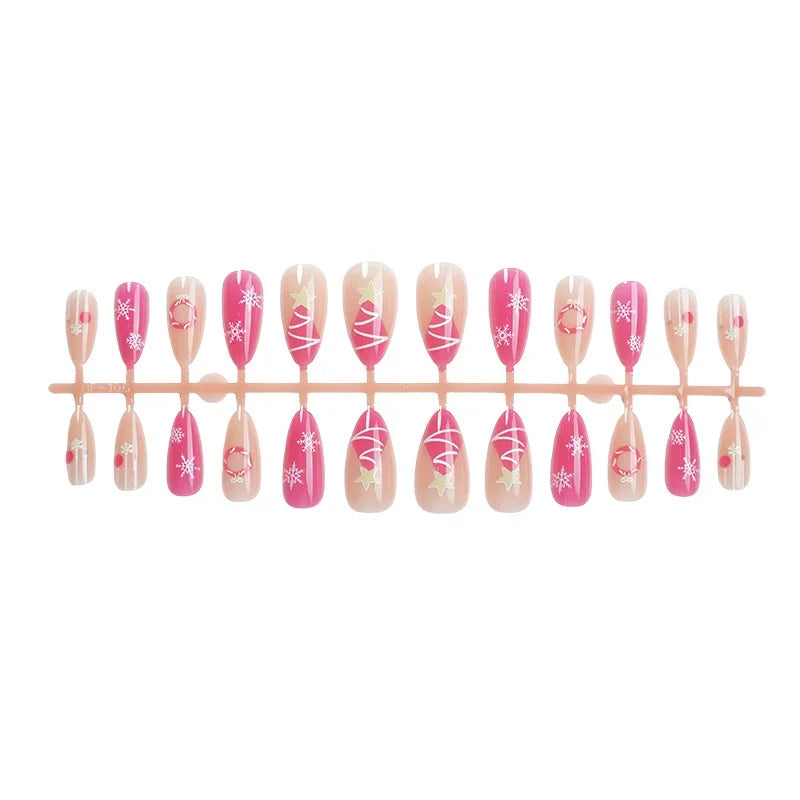 Press-On Nail Set Festive Designs Easy Application & Reusable
