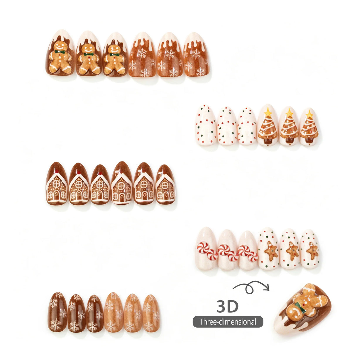 Press-On Nail Set Festive Designs Easy Apply & Long-Lasting