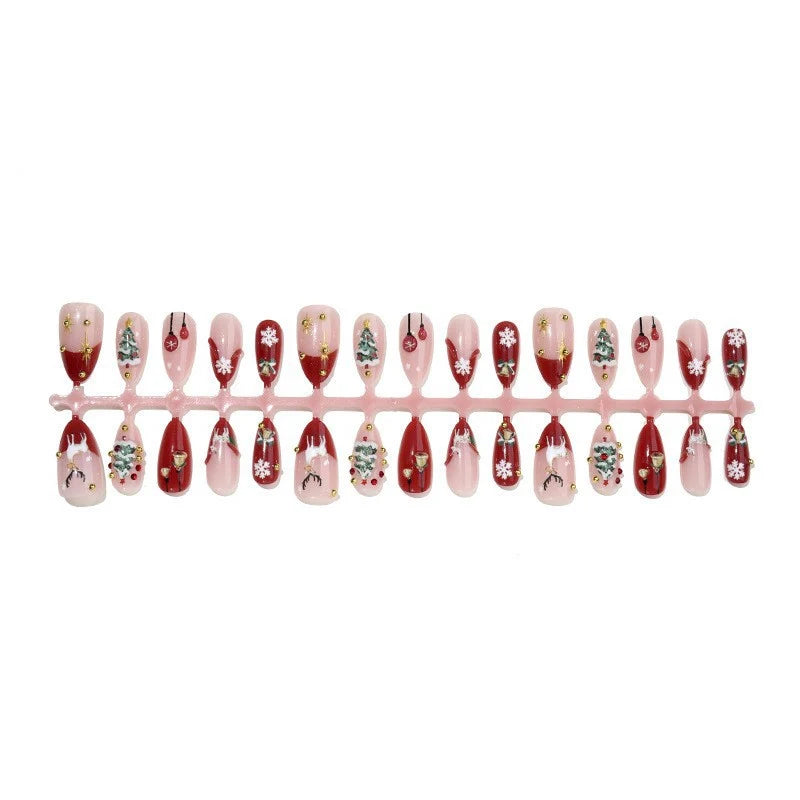 Press-On Nail Set Festive Glitter Non-Toxic Easy Application