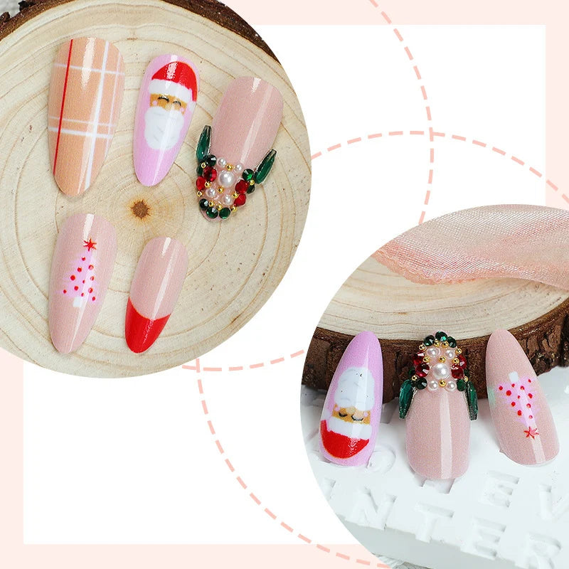 Press-On Nail Set Festive Holiday Designs Easy Application & Long-Lasting