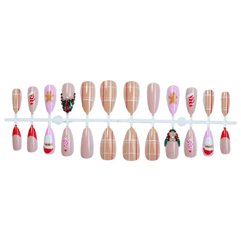 Press-On Nail Set Festive Holiday Designs Easy Application & Long-Lasting