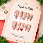 Press-On Nail Set Festive Holiday Designs Easy Apply