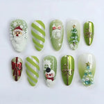 Press-On Nail Set Festive Holiday Designs Glossy & Matte