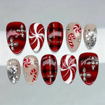 Press-On Nail Set Festive Holiday Designs Mess-Free Dark Blue