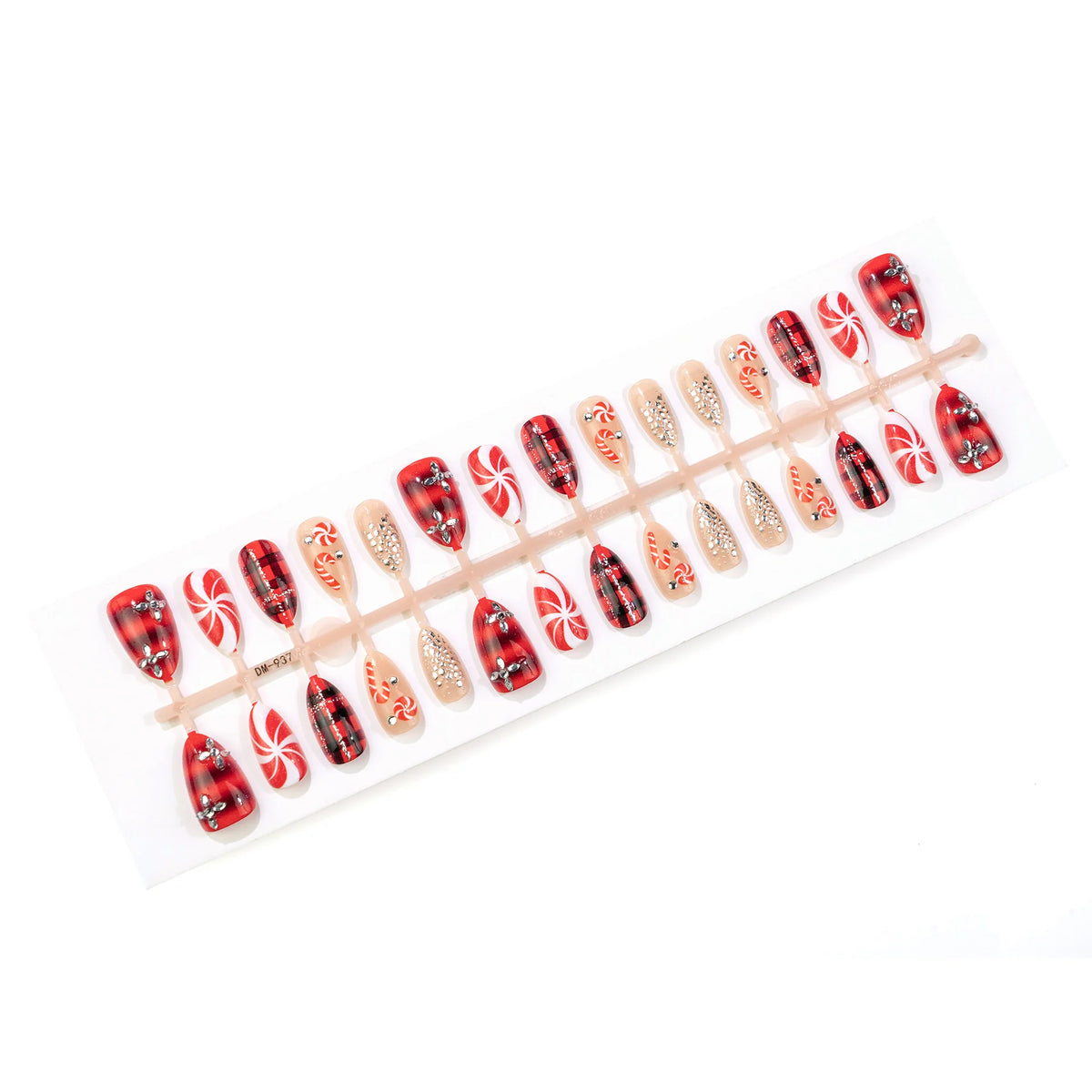 Press-On Nail Set Festive Holiday Designs Mess-Free Dark Blue