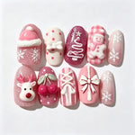Press-On Nail Set Festive Holiday Designs & Multiple Sizes