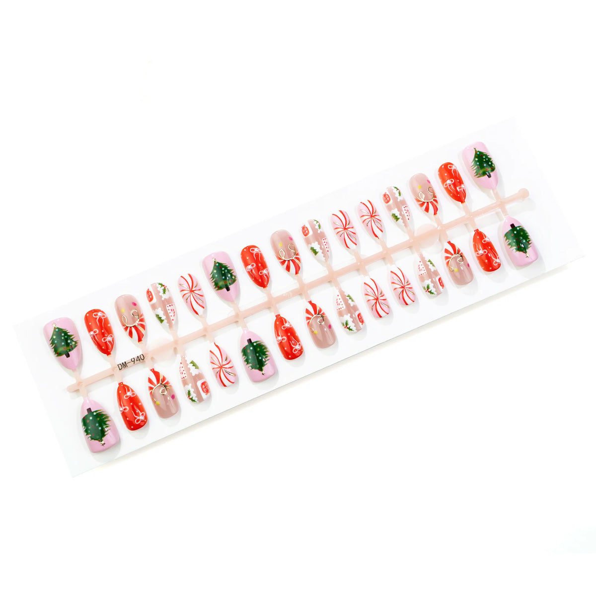 Press-On Nail Set Festive Holiday Designs Reusable