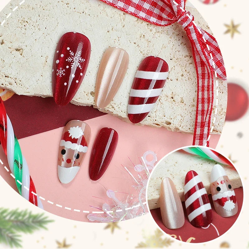 Press-On Nail Set Festive Holiday Designs Salon-Quality & Reusable