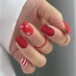 Press-On Nail Set Festive Patterns & Easy DIY