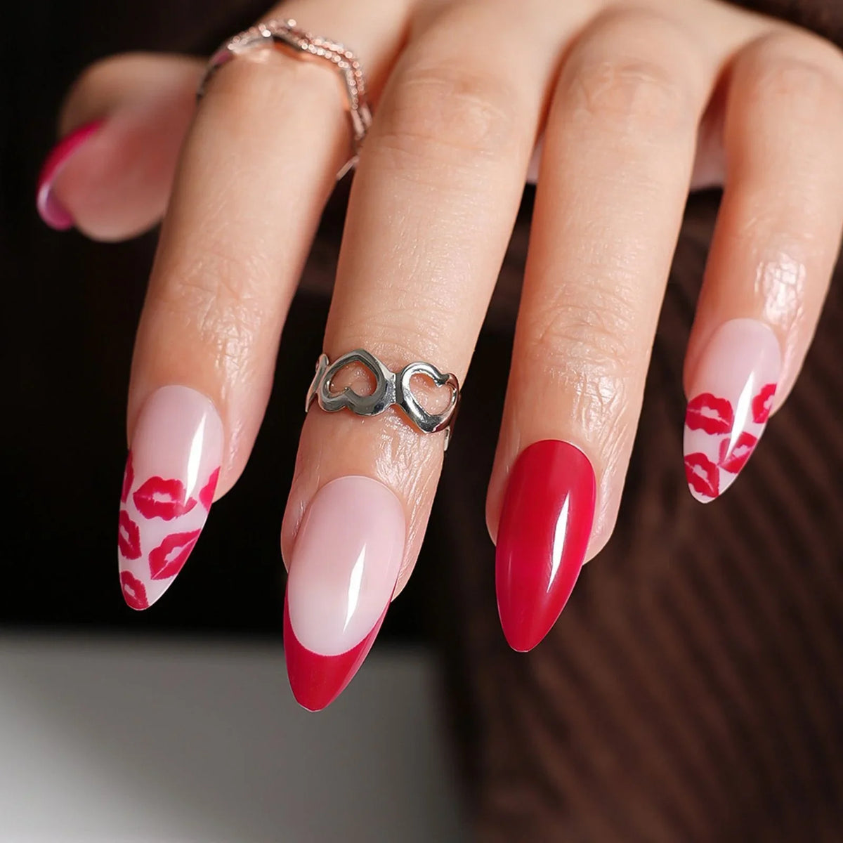 Press-On Nail Set Festive Reindeer & Candy Cane Reusable