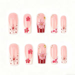 Press-On Nail Set Floral Design Premium Gel Long-Lasting