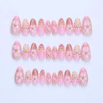 Press-On Nail Set Floral Embellished Adhesive Backing & Multiple Sizes