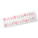 Press-On Nail Set Floral & Rhinestone Accents Chip-Resistant