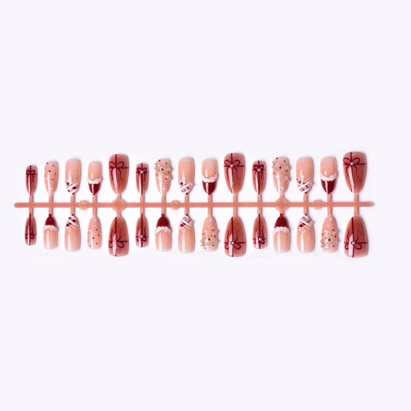 Press-On Nail Set Gift-Themed Designs & Easy Application