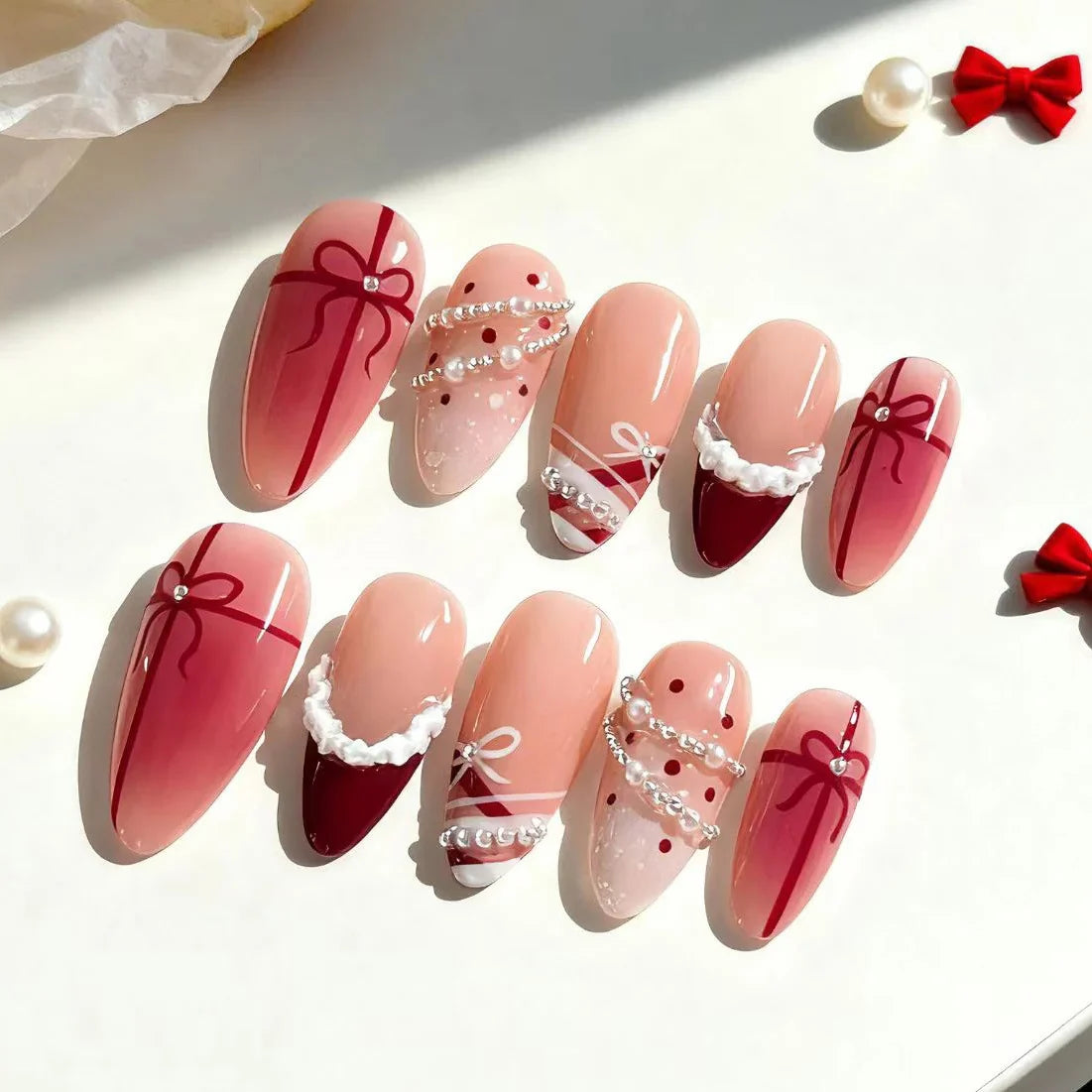 Press-On Nail Set Gift-Themed Quick-Apply & High-Shine