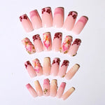 Press-On Nail Set Hand-Painted Floral Long-Lasting Hold