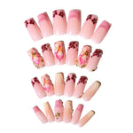 Press-On Nail Set Hand-Painted Floral Long-Lasting Hold