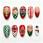 Press-On Nail Set Holiday Designs 24-Piece Glue & File