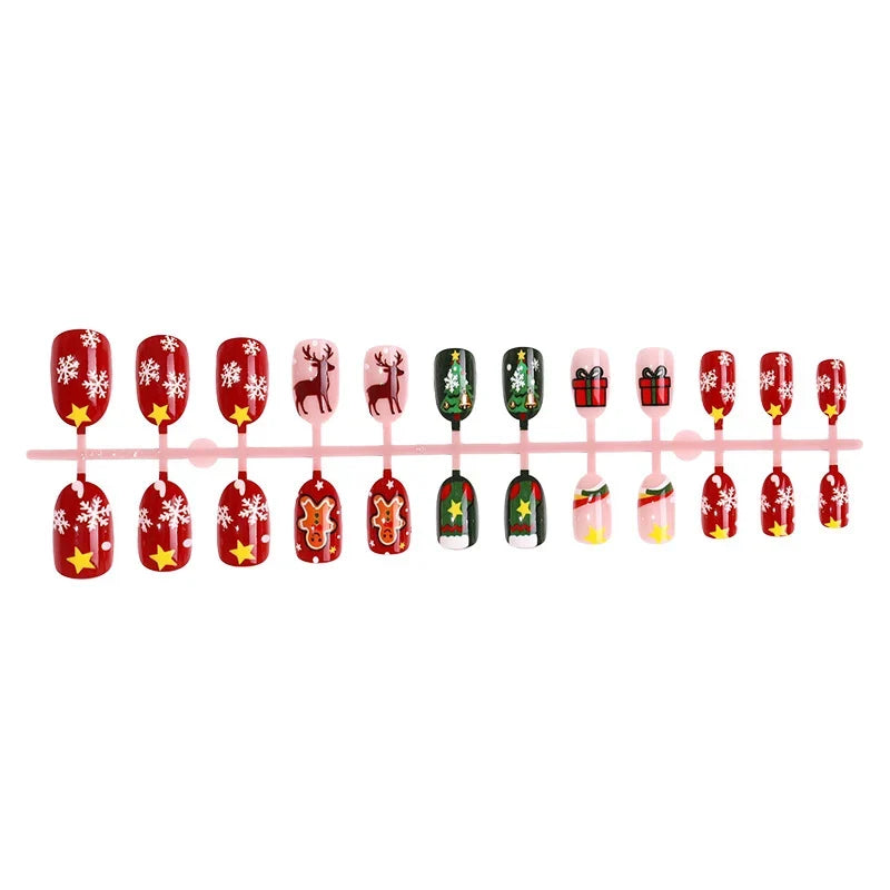 Press-On Nail Set Holiday Designs Adhesive Backing & Reusable