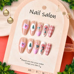Press-On Nail Set Holiday Designs Adhesive Included Multiple Sizes