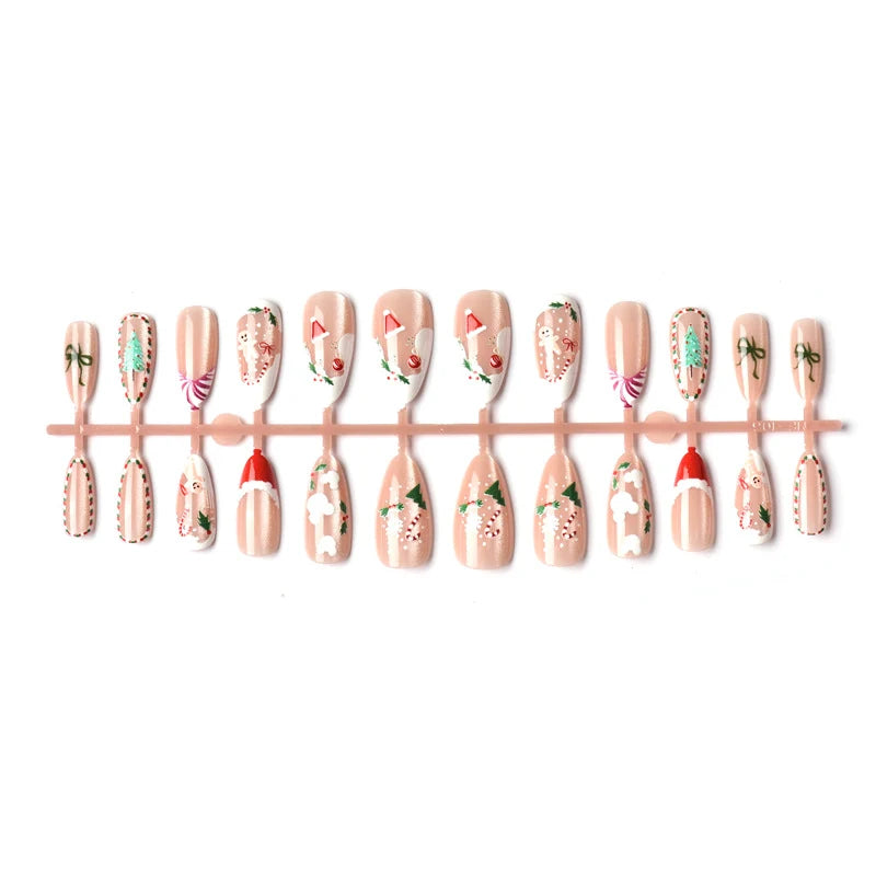 Press-On Nail Set Holiday Designs Easy Apply & Long-Lasting