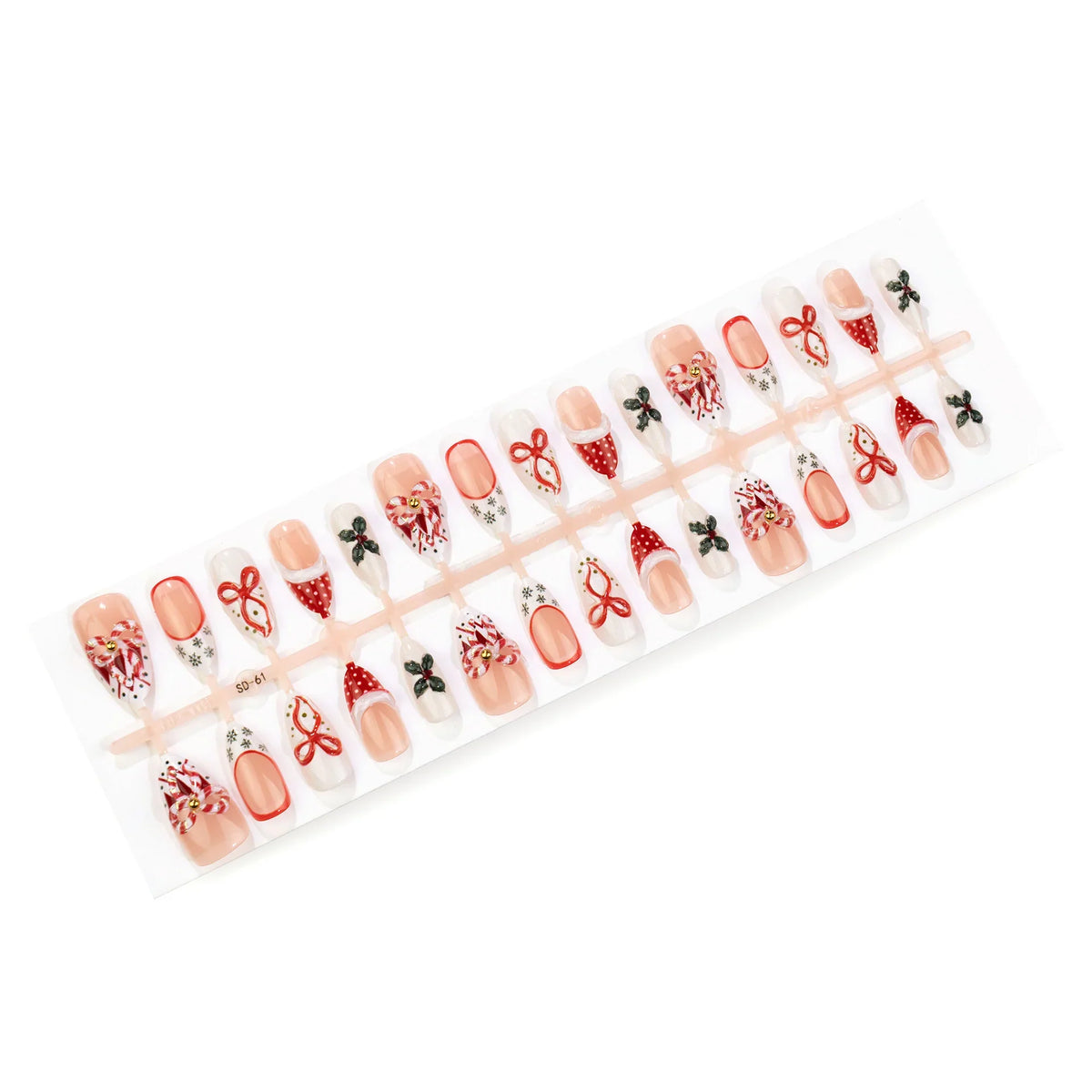 Press-On Nail Set Holiday Designs Easy Apply & Long-Lasting