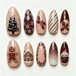 Press-On Nail Set Holiday Designs Long-Lasting Multiple Sizes